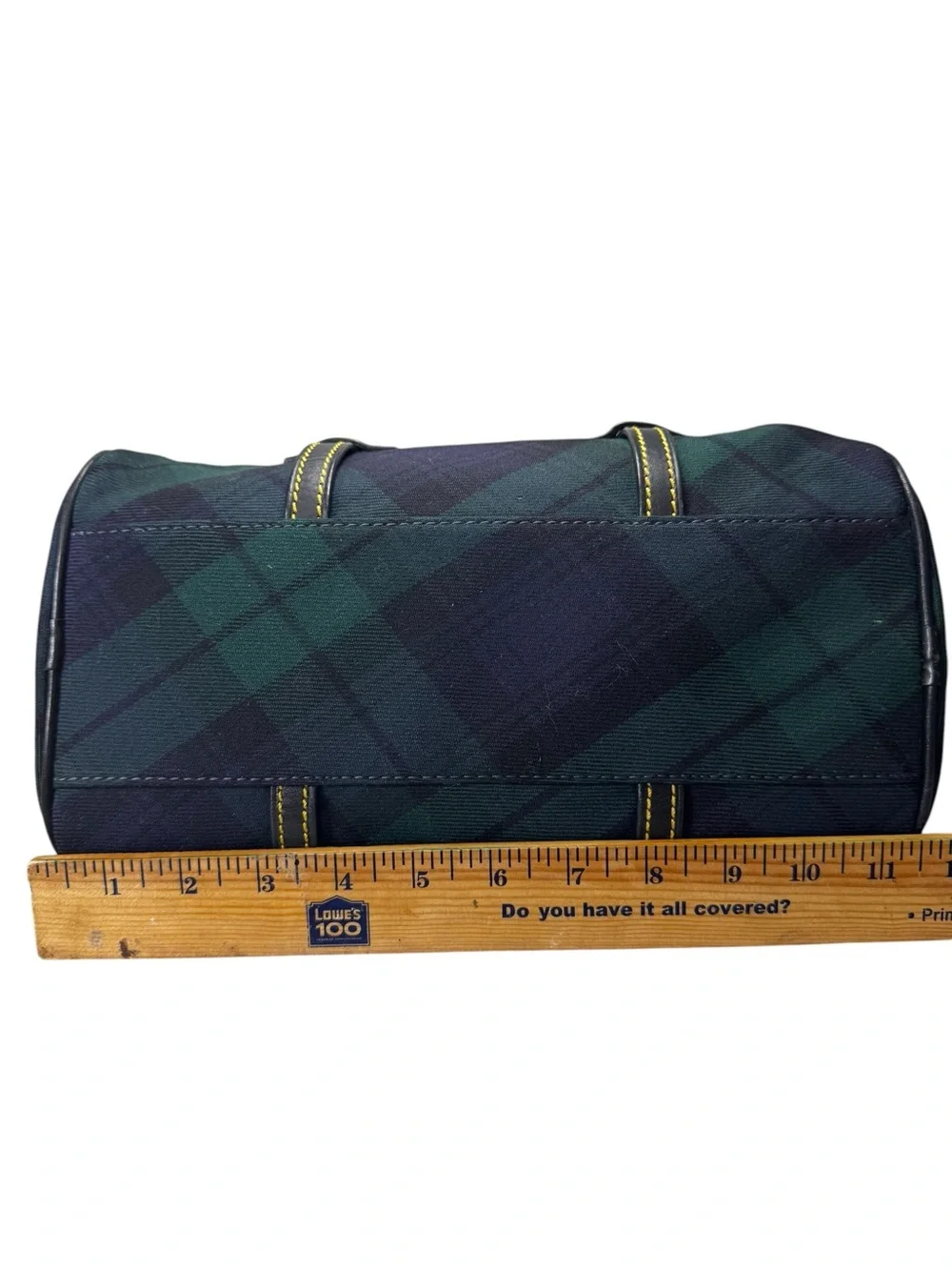 Dooney & Bourke Black Watch Plaid Canvas Satchel Crossbody Bag Blue Green - Picture 10 of 11